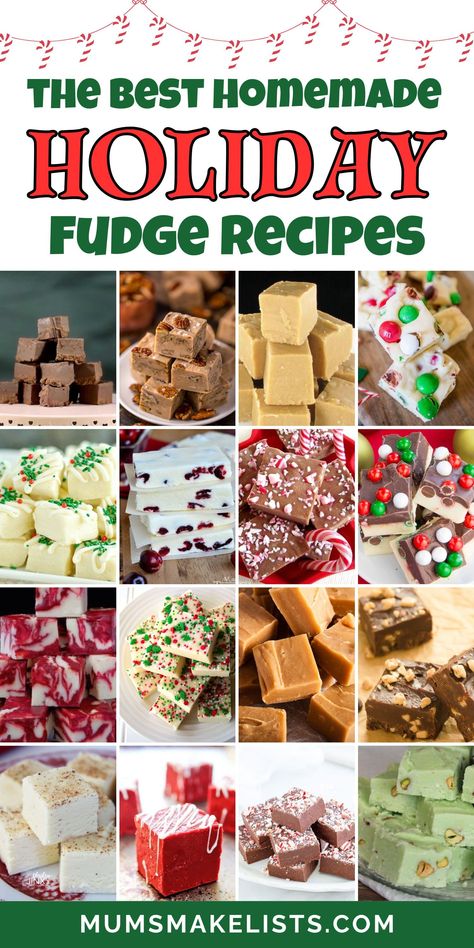 Discover must-try Christmas fudge recipes that are as festive as they are delicious! With holiday flavors like peppermint fudge and white chocolate fudge, these treats are sure to be a hit. Add them to your holiday dessert table, share with friends, or enjoy as a cozy treat at home this Christmas. Christmas Candy Easy Recipes, December Dessert Ideas, Christmas Cookie Fudge, Easy Xmas Candy Recipes Homemade Fudge Christmas, Best Divinity Recipe, Amazing Fudge Recipes, Holiday Fudge Recipes Easy, Easy To Make Fudge, Christmas Desserts Fudge, Easy Finger Food Desserts Sweets, Best Christmas Fudge Recipes, Christmas Desserts To Give As Gifts