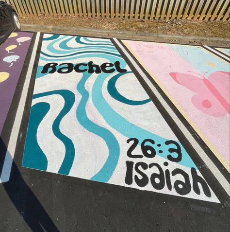 Creative Senior Parking spot Highschool Parking Spot Ideas, Parking Spot Painting, Parking Spot, Senior Year Fun, Senior Year