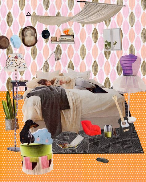 Room Collage, Shoot Ideas, Dolls House, Digital Collage, Dream Room, Art Museum, Collage Art, Toddler Bed, Doll House