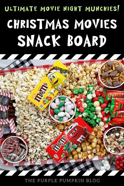 Family Christmas Movie Night Snack Board with Popcorn & Candy Tacos Charcuterie Board, Movie Night Snacks For Kids, Christmas Movie Snacks, Christmas Movie Night Snacks, Family Christmas Movie Night, Christmas Movie Night Ideas, Movie Night Snack Board, Easy Holiday Snacks, Buttery Popcorn