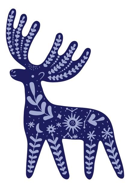 Christmas Motifs Illustration, Christmas Animal Illustration, Animal Folk Art, Christmas Bunting Ideas, Noel Illustration, Nordic Illustration, Nordic Animals, Reindeer Illustration, Scandinavian Holiday Decor