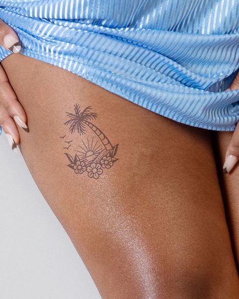 Discover 2024's Top 19 Beach Tattoo Ideas for Women: Embrace Coastal Vibes & Artistry Tattoo Ideas Minimalist, Tattoos Watercolor, Hawaii Tattoos, Tattoos Traditional, Palm Tattoos, Inkbox Tattoo, Tattoo Signs, Beach Tattoo, Tattoos Geometric