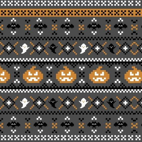 Halloween Knitting, Motif Fair Isle, Fair Isle Chart, Colorwork Chart, Crochet Fish, Fall Crochet Patterns, Halloween Cross Stitch Patterns, Fair Isle Knitting Patterns, Fair Isles