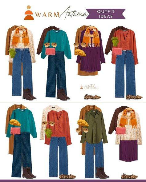 Created Colorful, Autumn Color Palette Fashion, Warm Fall Outfits, Deep Autumn Color Palette, Color Combos Outfit, Quoi Porter, Deep Autumn, Seasonal Color Analysis, Winter Capsule Wardrobe