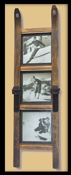 Family Tree Crafts, Vintage Ski Photos, Ski Photos, Ski House Decor, Old Skis, Ski Room, Ski Lodge Decor, Ski Art, Water Skis