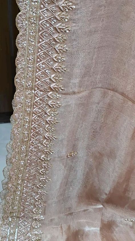 Tissue Silk Saree, Embroidery Fashion Detail, Simple Hand Embroidery Patterns, Saree Embroidery Design, Diy Embroidery Designs, Bead Embroidery Tutorial, Saree Designs Party Wear, Elegant Blouse Designs, Handmade Embroidery Designs