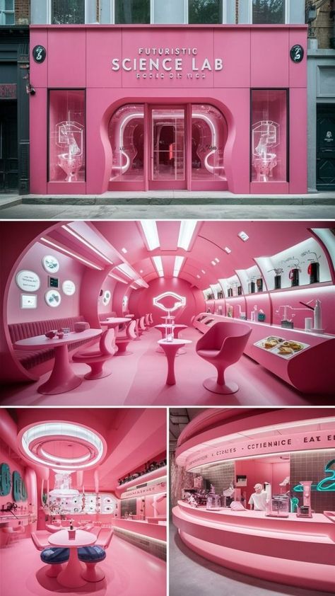 Retail Furniture Store Interior Design, Futuristic Retail Store Design, Futuristic Retail Design, Futuristic Retail Store, Futuristic Cafe Interior Design, Futuristic Store Design, 3d Photobooth, Futuristic Cafe, Space Themed Event