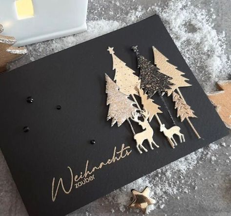 Pinterest Christmas Cards, Whimsical Trees, Stampin Up Weihnachten, Diy Christmas Card, Reindeer Card, Stamped Christmas Cards, Simple Christmas Cards, Christmas Card Inspiration, Hand Made Greeting Cards