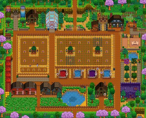 Farm Layout Stardew Valley, Golden Clock, Stardew Valley Layout, Farm Plans, Farm Layout, Forest Hill, Farm Design, Geek Fashion, Farmhouse Interior