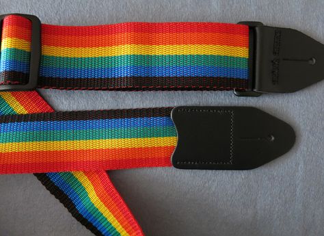 Rainbow guitar strap Base Guitar Aesthetic, Rainbow Guitar, Grunge Pictures, Music Aesthetic, Ukelele, Marauders Era, Guitar Design, Hozier, Slipknot