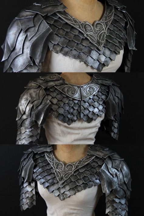 Scale Mail Armor Dnd Male, Armor Headpiece, Leather Armor Women, Gloves Reference, Lagertha Cosplay, Dorian Storm, Dragon Scale Armor, Dragon Medieval, Chainmail Patterns