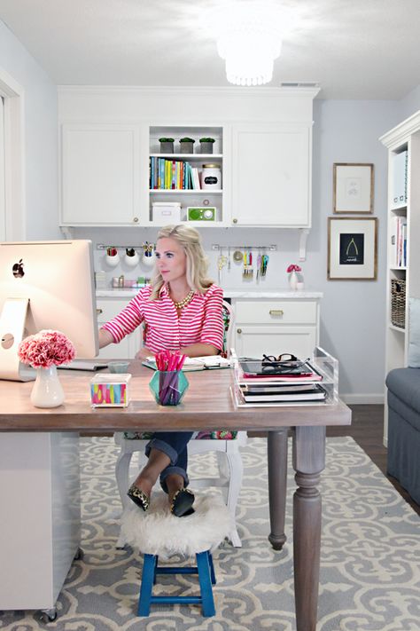 Happy IHeart Blogiversary Day! I started up this website of mine 5 years ago today, and I couldn't be happier that I did. This sweet space... I Heart Organizing, Organized Living, Office Crafts, Craft Room Office, Office Organization, Office Inspiration, Grey Walls, Upcycled Furniture, Home Staging