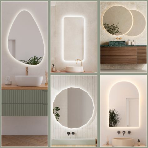 Elegant and beautiful backlit bathroom mirrors Backlit Bathroom Mirror, Backlit Mirror, Bathroom Inspo, Bathroom Inspiration, Bathroom Decor, Bathroom Mirror, Mirror, Design