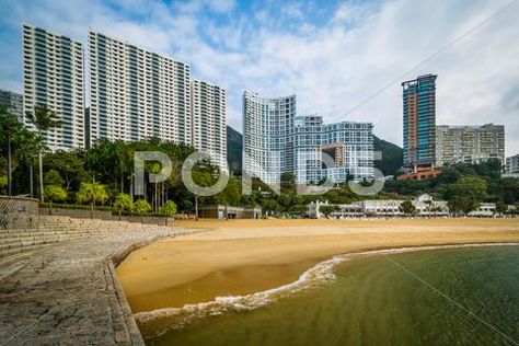 Skyscrapers and beach at Repulse Bay, in Hong Kong, Hong Kong. Stock Photos #AD ,#Repulse#Bay#Skyscrapers#beach Repulse Bay, Char Siu, Parc D'attraction, Hotel Motel, Image House, Macau, City Skyline, Night Life, Framed Artwork