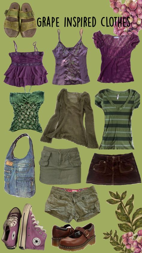 Grape Outfit, Grape Aesthetic, Vintage Denim Skirt, Downtown Outfits, Funky Outfits, Swaggy Outfits, Feminine Outfit, Clothing Hacks, Cute Simple Outfits