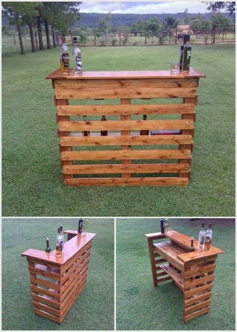 Palet Bar, Klein Balkon Decor, Wooden Pallet Bar, Bar En Palette, Diy Outdoor Bar, Balcony Ideas Apartment Outdoor, Pallet Bar, Small Deck Decorating Ideas, Garden Decor Projects