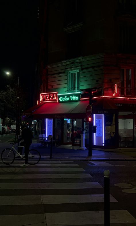 picture i took from a late night walk in paris - late night, night pizza shop, night pizzeria, neon city, night neon city aesthetic, late night aesthetic, pizza dolce vita, paris by night, late night wallpaper, stranger things aeshthetic, stranger things inspired picture, stranger things wallpaper ideas, 80s style wallpaper, 80s style neon, neon city wallpaper, paris by night wallpaper, neon wallpaper, neon at night aesthetic, neon store wallpaper, neon pizza shop wallpaper. Retro Night Aesthetic, Late Night Aesthetic City, 80s Style Wallpaper, Late Night Wallpaper, Neon City Wallpaper, Neon City Aesthetic, Neon Pizza, Aesthetic Late Night, Neon Mirror