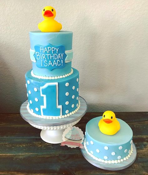 Rubber Duck 1st Birthday Cake, Rubber Duck Smash Cake, Duck Smash Cake, Duck 1st Birthday, Rubber Duck Cake, Ducky Cake, Rubber Ducky Cake, Baby Shower Cupcakes For Boy, Rubber Ducky Birthday