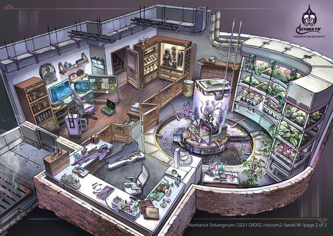 Cute Minecraft Kitchen, Sci Fi House, Cute Minecraft, Feng Zhu Design, Interior Concept Art, Feng Zhu, Secret Lair, Secret Base, Minecraft Interior Design