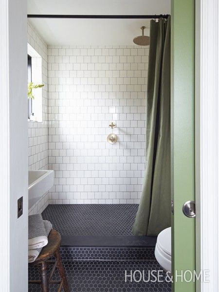 Divided Master Bathrooms {Jack & Jill Style} - The Inspired Room Stall Shower Curtain, Classic Bathroom, Hus Inspiration, Basement Bathroom, Hemnes, Bathroom Redo, Bathroom Floor Tiles, Bathroom Renos, Laundry In Bathroom