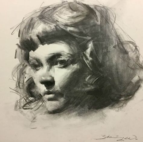 AAU Student, Christine by Zhaoming Wu Lukisan Arang, Zhaoming Wu, Interesting Drawings, Art Charcoal, Charcoal Portraits, Charcoal Drawings, White Drawing, Charcoal Art, 인물 드로잉