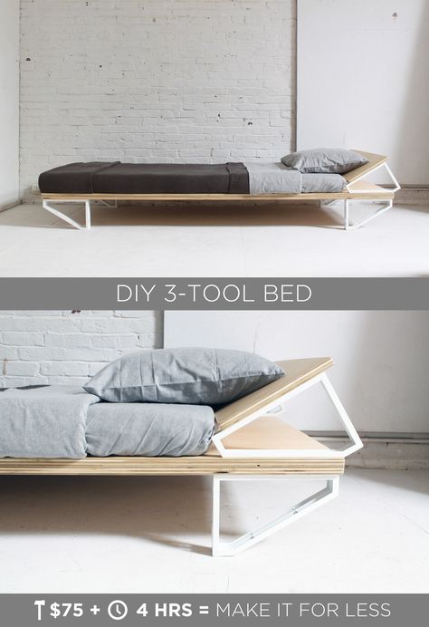 Diy Modern Bed, Diy Bed Frame Easy, Diy Mattress, Homemade Modern, Murphy Bed Ikea, Diy Platform Bed, Ikea Shelves, Diy Bed Frame, Bilik Tidur