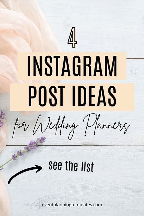 Instagram Post Ideas For Event Planners, Wedding Content Instagram, Event Planner Instagram Story Ideas, Wedding Planner Quotes, Business Hashtags, Instagram Prompts, Instagram Story Hacks, Creative Captions, Instagram Feed Tips