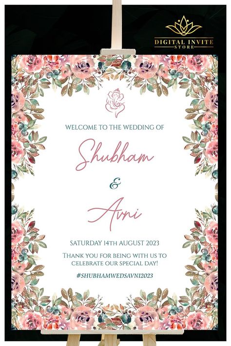 This Beautiful and Royal Indian Wedding Welcome Sign template is perfect for Hindu Welcome Sign as Wedding Welcome sign for your Wedding di Raat, that is a editable and printable template download for wedding welcome signage template! Indian Theme Wedding, Wedding Welcome Signage, Royal Indian Wedding, Unique Wedding Signs, Floral Wedding Sign, Signage Board, Indian Theme, Royal Indian, Welcome Signs