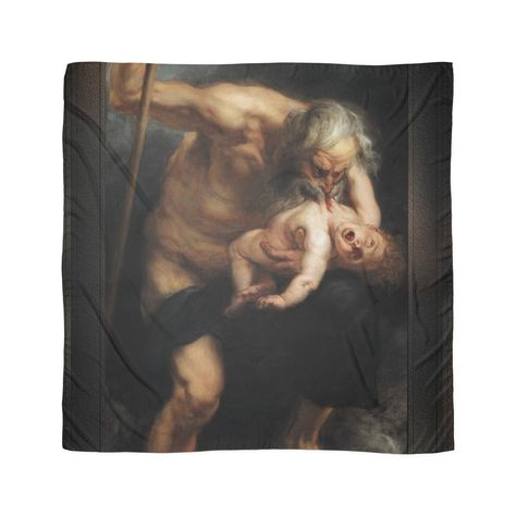 Microfiber polyester silky scarf with a slightly transparent effect. Vivid one side print, visible on the reverse. Saturn Devouring One Of His Son c1636-38 by Flemish Painter Peter Paul Rubens (1577 - 1640); who was considered to be, one of the most influential artist of the Flemish Baroque Tradition and who was also a painter of the Renaissance Period.A gruesome painting by Rubens based on Roman Mythology, which depicts the Roman God Saturn eating one of his sons. This tale was based on the Gre Eating His Son Painting, Saturn Eating His Son, Paul Rubens, Peter Paul Rubens, Roman Mythology, Silky Scarf, Top Artists, Sell Your Art, Painter