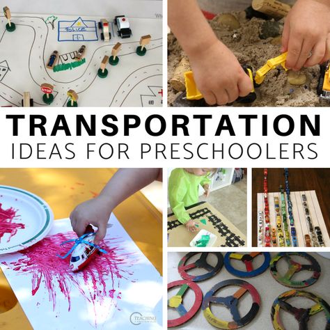 This collection of transportation theme activities has a little of everything for your classroom or homeschool. Preschoolers will love the art, sensory bins, dramatic play activities, math, and more! Transportation Poems For Preschool, Transportation Schema Activities, Transporting Schema Activities, Car Dramatic Play, Transportation Theme Activities, Cars Activities, Prek Transportation, Preschool Invitations, Transportation Project