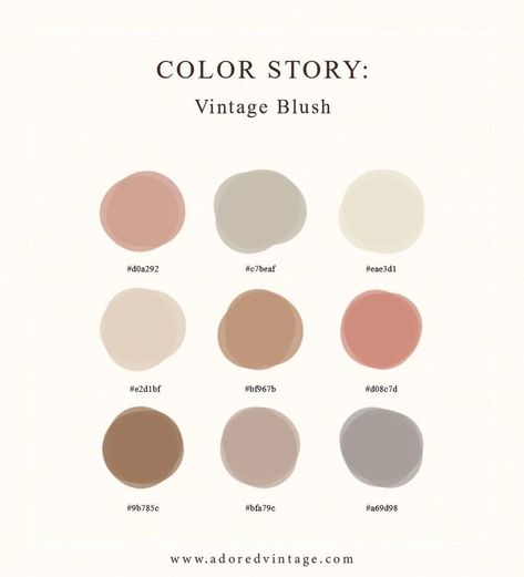 Jun 3, 2021 - Vintage Blush is an ode to classic and timeless colors and patterns that can be worn throughout various garments, eras, seasons, and styles. The palette consists of baby blush pinks, light ivory's and creams, whites, and a soft muted brown. These hues are a staple for the Adored Vintage gal, whether it be a solid print Insta Background, Apple Decor, Preschool Decor, Hex Color, Pantone Colour Palettes, Parisian Aesthetic, Hex Color Palette, Palette Design, Color Pallete