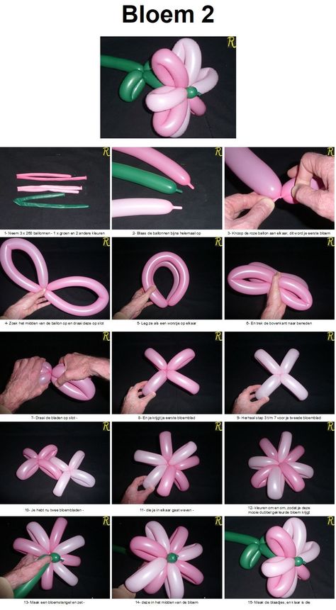 Balloon Animal Flower, Balloon Animals Easy Step By Step, Balloon Twisting Ideas, Easy Balloon Animals, Flower Balloons Diy, Balloon Tutorials, Balloon Flower Decorations, Party Balloons Diy, Balloon Bouquet Diy