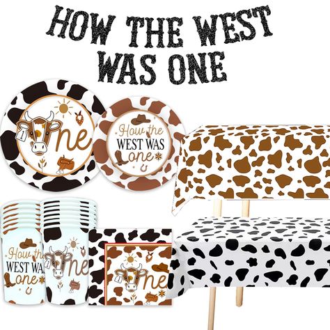 PRICES MAY VARY. You will get :1piece banner,2piece tablecloth,20pcs 9"plates,20pcs 7"plates,20pcs 9oz cups,20pcs napkins. Western Cowboy Rodeo Tableware is specially designed for the boy's first birthdayCowboy's various elements, unique design attracts people's attention and makes you deeply remember this unforgettable party. Suitable for first birthday party decorations, they make it easy for you to have a party without worrying, these beautiful tableware not only look charming, but also save