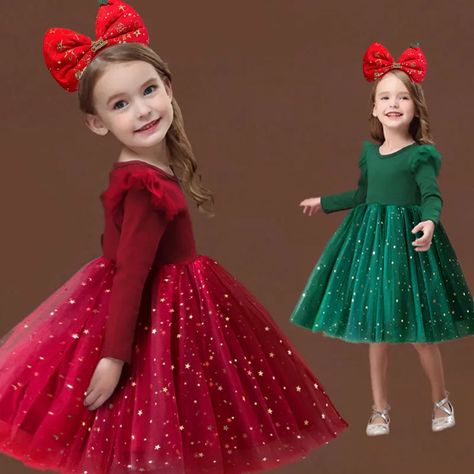 Princess Dress Red, Girls Red Christmas Dress, Christmas Party Costume, Birthday Princess Dress, Kids Christmas Dress, Mesh Dresses, Girls Winter Dresses, Baby Kostüm, Christmas Dress Baby