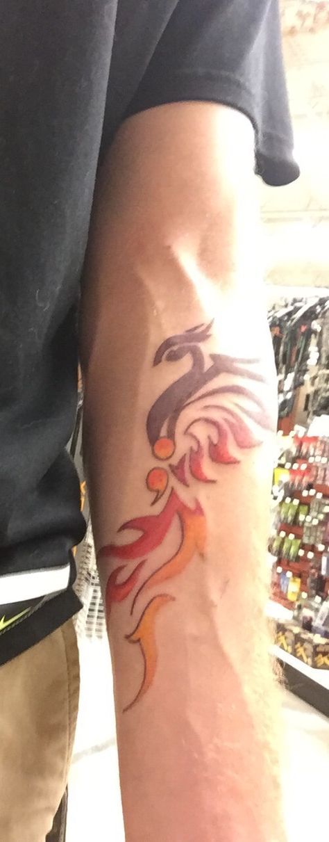 Semicolon project Phoenix tattoo Semicolon Phoenix Tattoo, Phoenix Tattoo With Semicolon, Semi-colon Phoenix Tattoo, Colon Tattoo, Semicolon Project, Semi Colon, Semicolon Tattoo, Fire Tattoo, Ring Tattoos