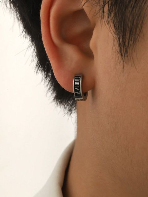 Silver  Collar  Stainless Steel   Embellished   Women's Fashion Jewelry Mens Earrings Silver, Ear Ring Men, Men With Earrings, Masculine Earrings, Ear Rings For Men, Mens Earings, Man Earring, Mens Necklace Fashion, Guys Ear Piercings