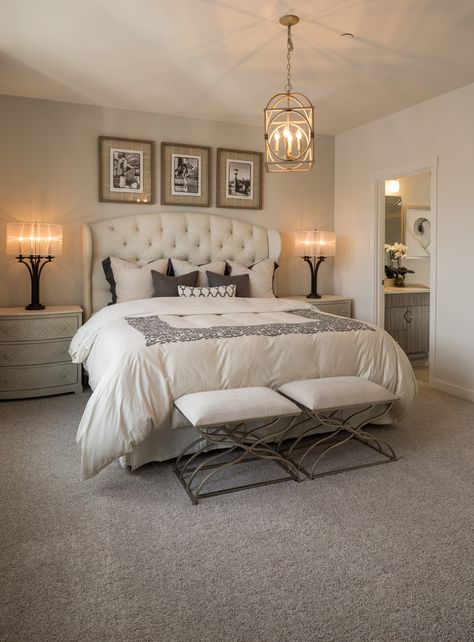 Husband And Wife Room Ideas, Husband And Wife Bedroom Ideas, Neutral Accent Wall, Husband And Wife Bedroom, Light Walls, Bedroom Inspiration Cozy, Pulte Homes, Sophisticated Bedroom, Bedroom Decor For Couples