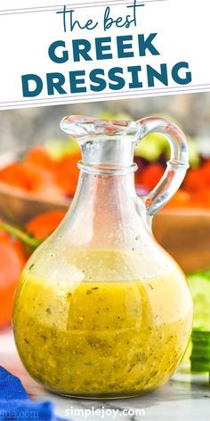 Greek Salad Dressing Recipe, Healthy Dressing Recipes, Greek Vinaigrette, Mediterranean Diet Recipes Dinners, Salad Dressing Recipes Healthy, Greek Dressing, Greek Salad Dressing, Easy Salad Dressing, Salad Dressing Recipe