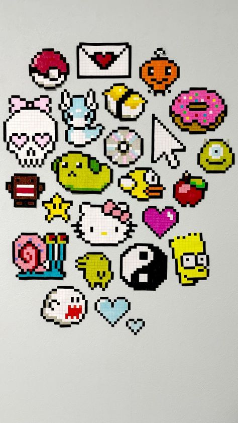 Pixel Art Ideas Room, Pixel Art Paper, Cute Pixel Drawing, Mini Pixel Art, Pixel Art Wall, Pixel Art Animals, Pixel Art Ideas, Pixel Planet, Piskel Art