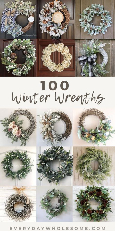 January Wreaths, January Wreath, Winter Wreaths For Front Door, Julkransar Diy, Navidad Natural, Winter Door Decorations, Winter Wreath Diy, Holiday Wreaths Diy, Door Diy