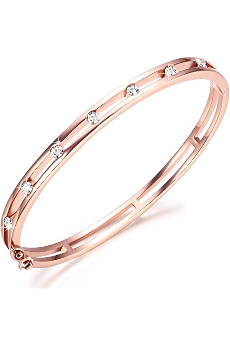 Rose Gold Bangle Bracelet, Diamond Bracelet Design, Rose Gold Bangle, Bracelets Design, Antique Jewelry Indian, Rose Bracelet, Bracelet Wedding, Jewelry Bracelets Gold, Swarovski Crystal Bracelet