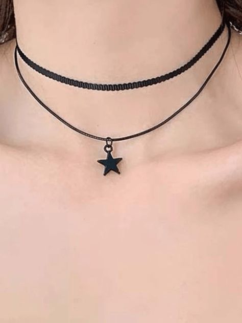 Cheap Black Star-shaped Jewelry, Cheap Black Y2k Jewelry, Cheap Y2k Black Jewelry, Grunge Chokers, Punk Fairy, Princess Bedding Set, Preppy Punk, Grunge Pattern, Trendy Scarves