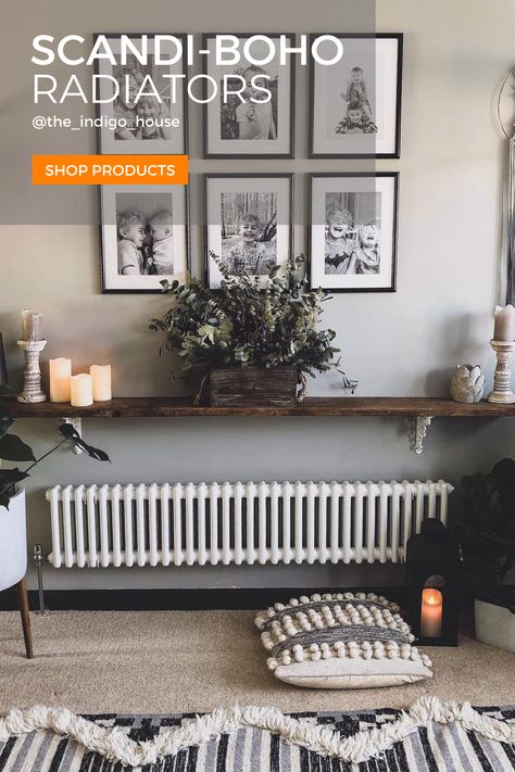 Looking for a radiator to suit your scandi-boho decor? Take a look at our beautiful customer homes for inspo! #homeideas #homedecor #scandiboho Radiators Living Room, Old Radiators, Radiator Shelf, Hallway Inspiration, Column Radiators, Hallway Designs, Casas Coloniales, Hall Decor, Beautiful Living Rooms