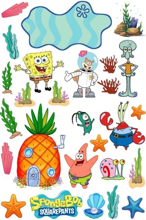 Spongebob Topper Printable, Sponge Bob Cake Topper Printable, Spongebob Cake Topper Printables Free, Spongebob Cake Topper Printable, Birthday Cake Spongebob, Happy Birthday Spongebob, Spongebob Happy, Spongebob Squarepants Cake, Spongebob Birthday Cake