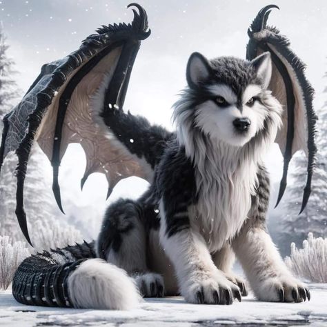 Dragon Wolf Hybrid, Fantasy Pets Mythical Creatures, Cool Mythical Creatures, Cool Dragon Pictures, Animal Hybrids, Magical Wolf, Dragon Wolf, Wolf Hybrid, Wolves And Women