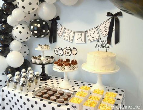 Birthday "Black & White Polka Dot Party" | Catch My Party Polka Dot Party Theme, Parisian Birthday Party, Birthday Survival Kit, Polka Dot Decor, Polka Dot Theme, Polka Dot Birthday, Polka Dot Party, Classroom Treats, Polka Dot Wedding