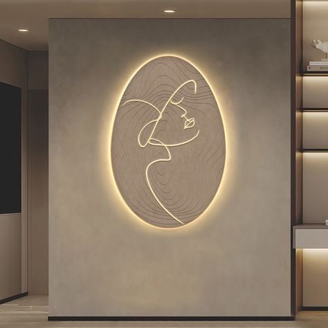 [High-Quality Material] This modern LED wall decoration is made of high-quality MDF and acrylic materials. The MDF backboard is thickened and moisture-proof, durable, and corrosion-resistant. The acrylic surface is smooth and bright. [Modern Design]  It is an elegant and delicate work of art, suitable for the living room, bedroom, dining room, porch, and any space. It can also be given to family or friends as a gift or collection, it will bring surprises. Woman Face Sculpture, Waiting Room Design, Esthetician Room Decor, Esthetics Room, Spa Room Decor, Face Sculpture, Salon Suites Decor, Esthetician Room, Sculpture Decor