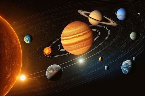 Photo a close up of a group of planets i... | Premium Photo #Freepik #photo #planet #group #solar Solar System Photo, Solar System Images, 8 Planets, Solar System Planets, Iconic Photos, Vector Photo, School Activities, Premium Photo, Solar System