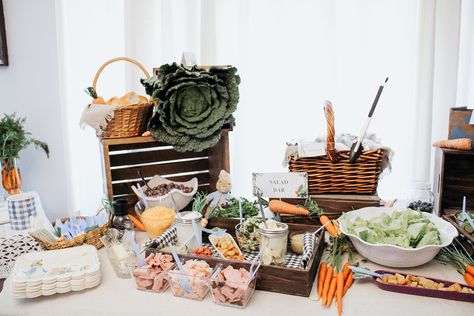 Charcuterie Board table for Peter Rabbit party Charcuterie Board Table, Potato Party, Salad Potato, Peter Rabbit Party, Board Table, Party Bar, Party Bars, Peter Rabbit, Charcuterie Board