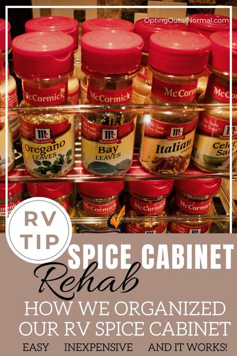 Camper Spice Rack Ideas, Spice Storage Small Space, Rv Spice Rack Ideas, Rv Spice Storage Ideas, Rv Diy Projects, Spice Storage Ideas, Rv Diy, Rv Cooking, Space Saving Ideas